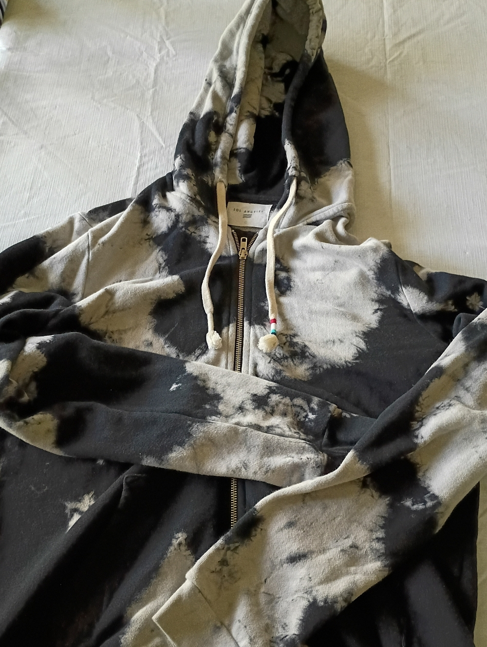 Sol Angeles Black & Cream Tie-Dye Zip Hoodie